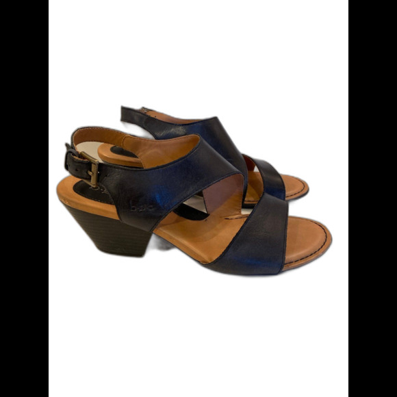 B.O.C Sandals Sz 8 M Navy Blue Arch Support Dressy Casual Block Heel 2.5” Shoes - Picture 2 of 12